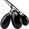 Yibaigems Black Jade Y-O-N-I Eggs Massage Stone, Black Obsidian Massage Balls, Natural Crystal Massage Stone, Stress Release Exercise Balls for Women Pelvic Muscles Train view 2