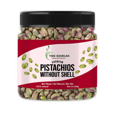 THE EDIBLES Pistachios Without Shell Unsalted - 500g | Pistachios Dry Fruits_Packing May Vary