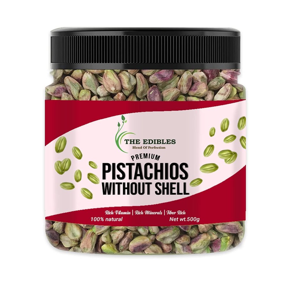 THE EDIBLES Pistachios Without Shell Unsalted - 500g | Pistachios Dry Fruits_Packing May Vary