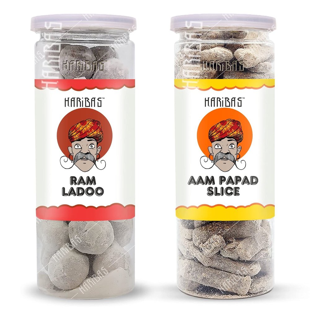 HARIBAS Mango Slice 200gm & Ram Ladoo 200gm_Packing May Vary