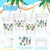 FoldTier Hawaiian Party Decorations Cups 12 oz Luau Party Decorations Plastic Cold Drinks Tiki Cups Clear Disposable with Lids Straws for Summer Holiday Tropical Supplies view 2