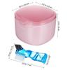 FOMIYES Leak- Bath with Cleaner Brush and Retainer Holder Box - Care for Dentures, Braces, and, Ideal for Traveling (Pink) view 2