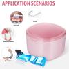 FOMIYES Leak- Bath with Cleaner Brush and Retainer Holder Box - Care for Dentures, Braces, and, Ideal for Traveling (Pink) view 3