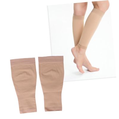 FRCOLOR Compression Socks Mmhg Open Toe for Varicose Veins and Edema Soft Calf Support Sleeves for Swelling Relief Breathable Design Nude s