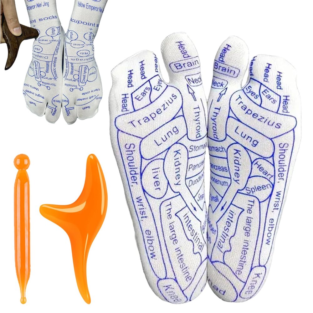 Acupressure Reflexology Foot Massage Socks, Reflexology Socks with Trigger Point Massage Tool, Serenity Steps Reflexology Socks Set, Foot Pain Relief Socks Men Women (Women,2 Pairs)