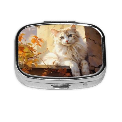 IYOVI Cute_American_Curl Printed Pill Box/Pill Case Portable Square Pill Box, Pill Case for Purse Pill Box Travel, 2.2x1.6in
