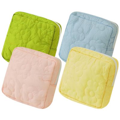 Baluue 4pcs Reusable Napkin Pouch Portable Stylish Period Bags for Women -wear Material Convenient Zipper Closure Candy Color