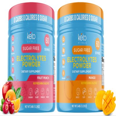 Keto Vitals Fruit Punch Bundle with Mango - 2 Pack Bundle Keto Electrolytes Powder - Keto-Friendly Electrolytes with Potassium, Magnesium, Sodium, Calcium - Fruit Punch & Mango