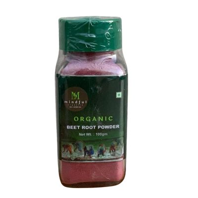 Mindful Organics | Organic Indian Beetroot Powder 3.5oz | 100g - Pure Beetroot Powder for Vibrant Color and Nutrient-Rich Flavor - Beetroot Powder Seasoning - Vegan, Organic, No Added Colors or Preservatives