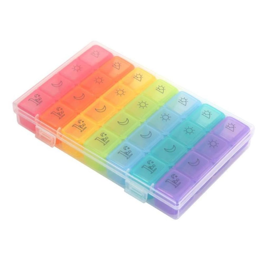 FOMIYES 28 Pill Organizer Travel Medication Travel Case Medication Reminder Travel Container Travel Medicine, 17.5*10.5CM