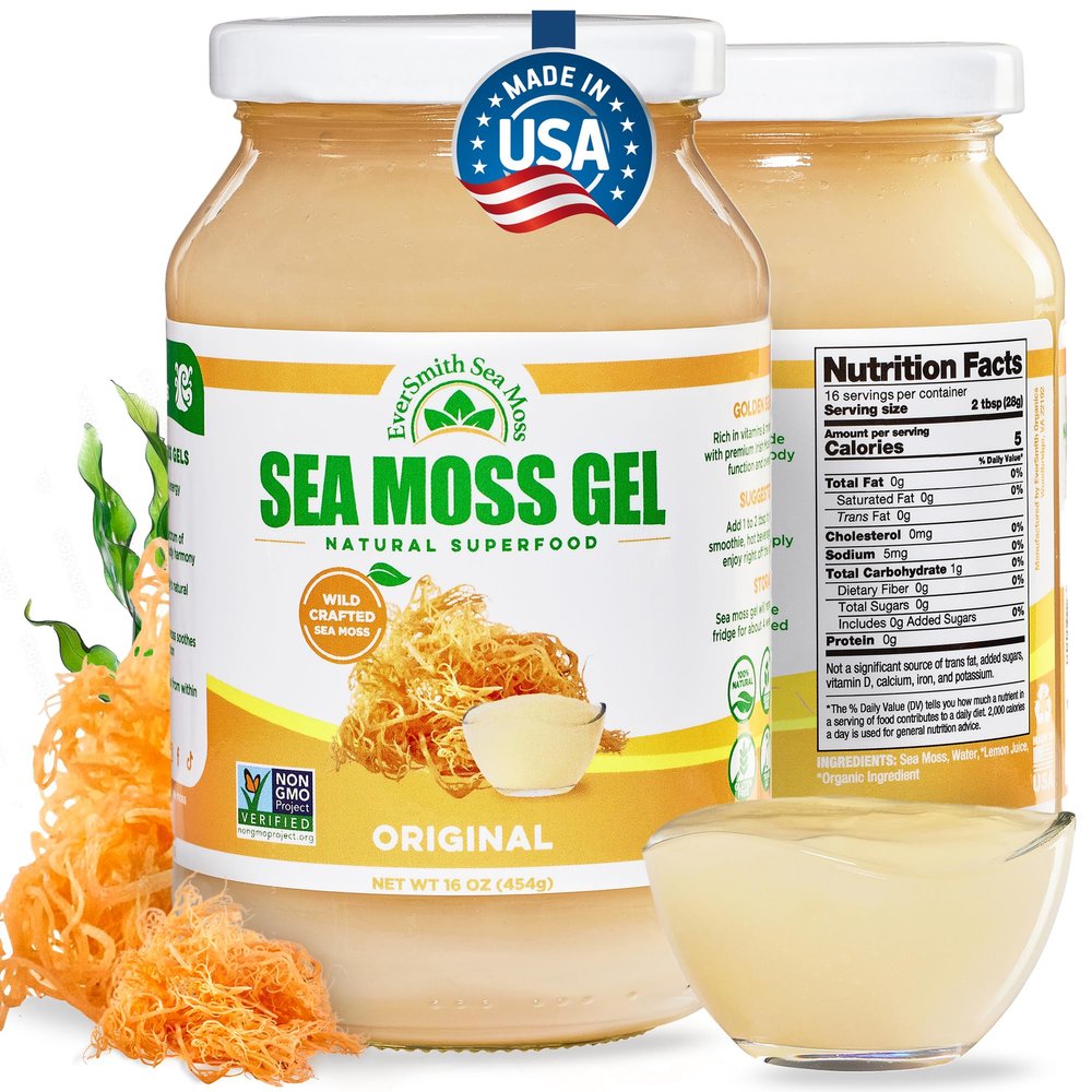 EverSmith Organics - Wildcrafted Irish Sea Moss Gel | Made in USA | Rich in Vitamins & Minerals | Sea Moss Gel Raw | Nutritional Supplement (16 oz) (Unflavored)