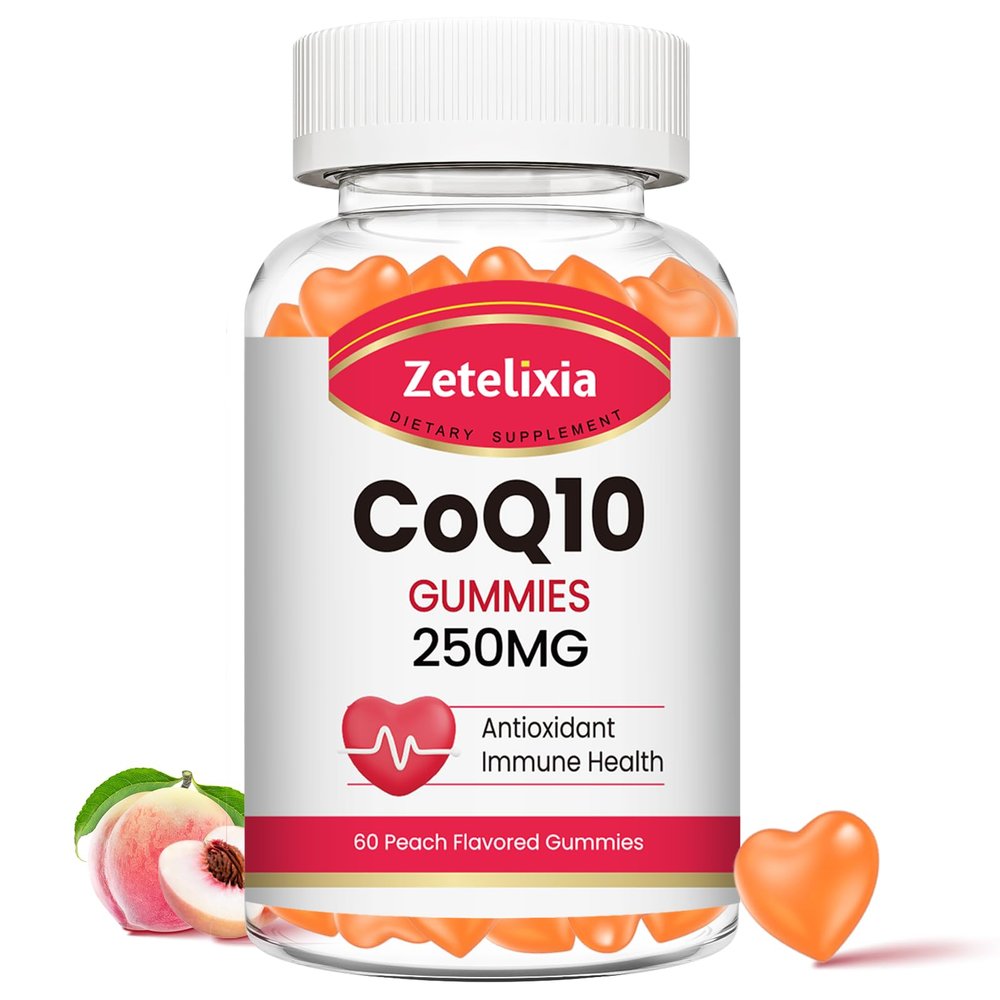 Zetelixia CoQ10 Gummies, 5X Better Absorption Coenzyme Q10 for Cellular Energy and Antioxidant Support, 60 Peach Gummies