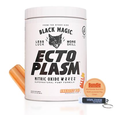 Black Magic Supply Ecto Plasm Nitric Oxide Waves - Non-Stim Pump Pre-Workout - Sherbet Pop, 400g - with Multipurpose Key Chain