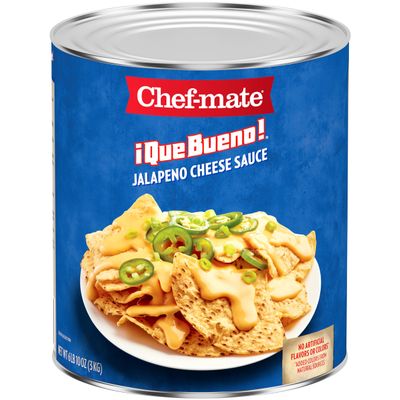 Chef-mate Que Bueno Spicy Nacho Cheese Sauce, Jalapeno Queso, Canned Food, Bulk #10 Can, 6 lb 10 oz (Pack of 6)