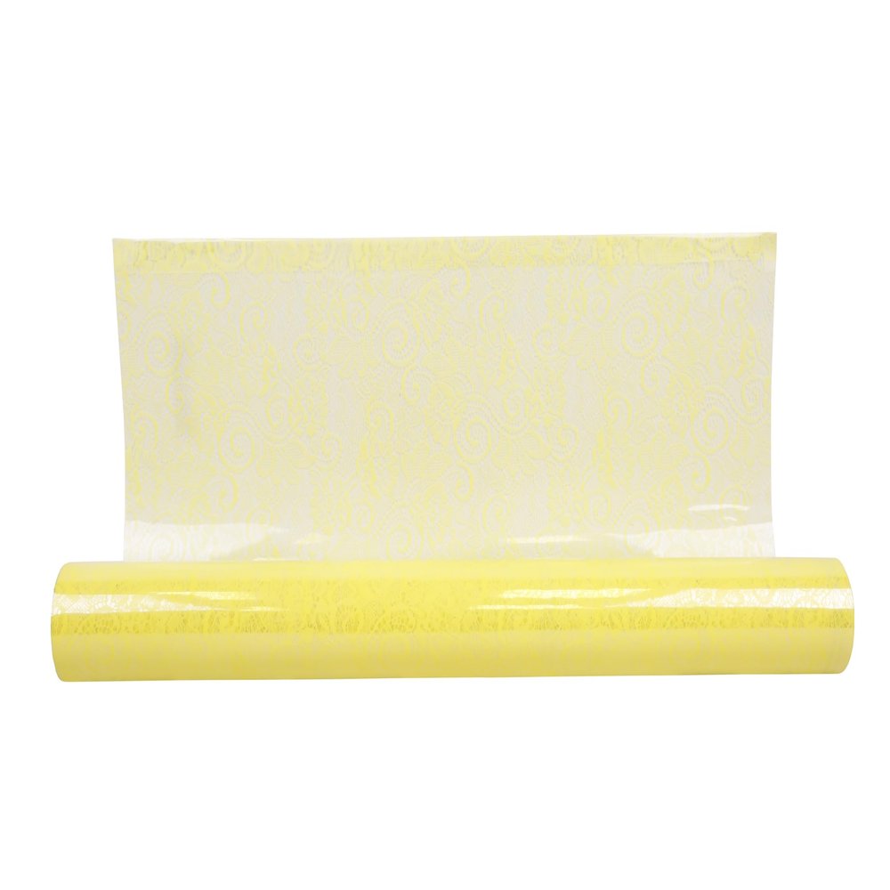 Floral Accessories - Krystalphane Victorian Cello Lace 20in Rd, Yellow, 20 Inch, 100 Feet