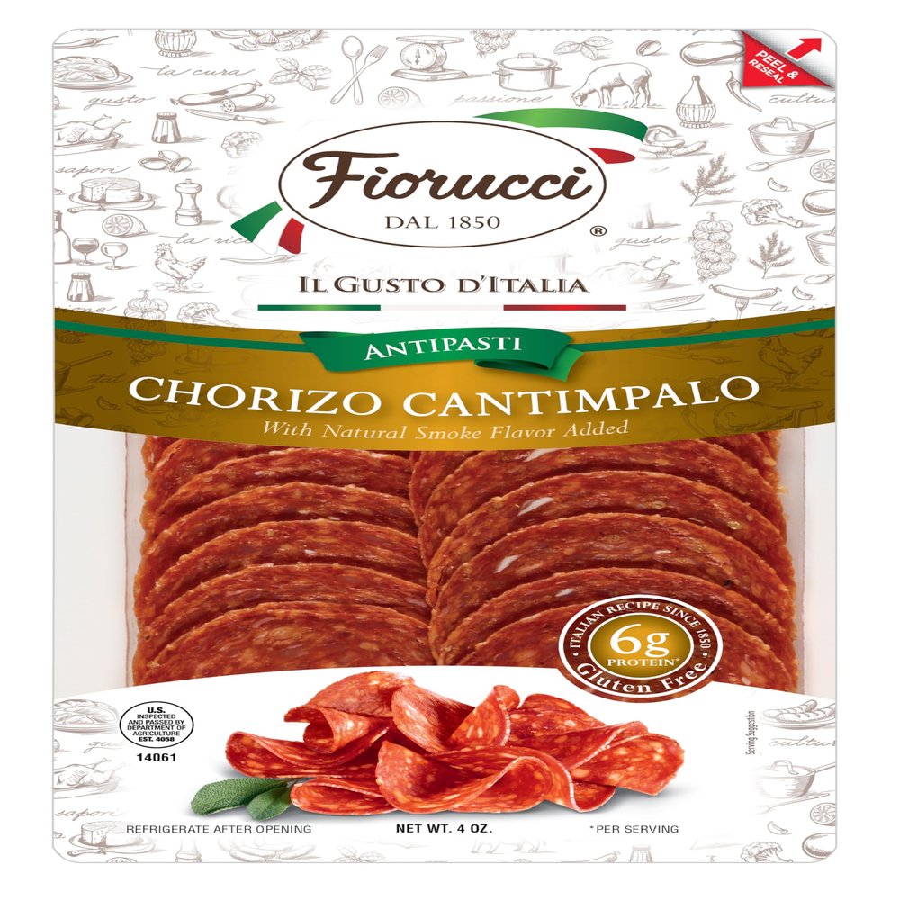 Fiorucci Chorizo Cantimpalo, Natural Sweet and Smoky Flavor Added, Gluten Free, 6g of Protein, 4 Oz (Pack of 12)