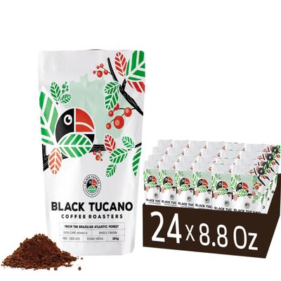 Black Tucano Specialty Coffee - 24 PACK Brazilian GroundMedium Roast Coffee - Single Origin Ground Box with 6 kilos 24units of 250gr Best Deal