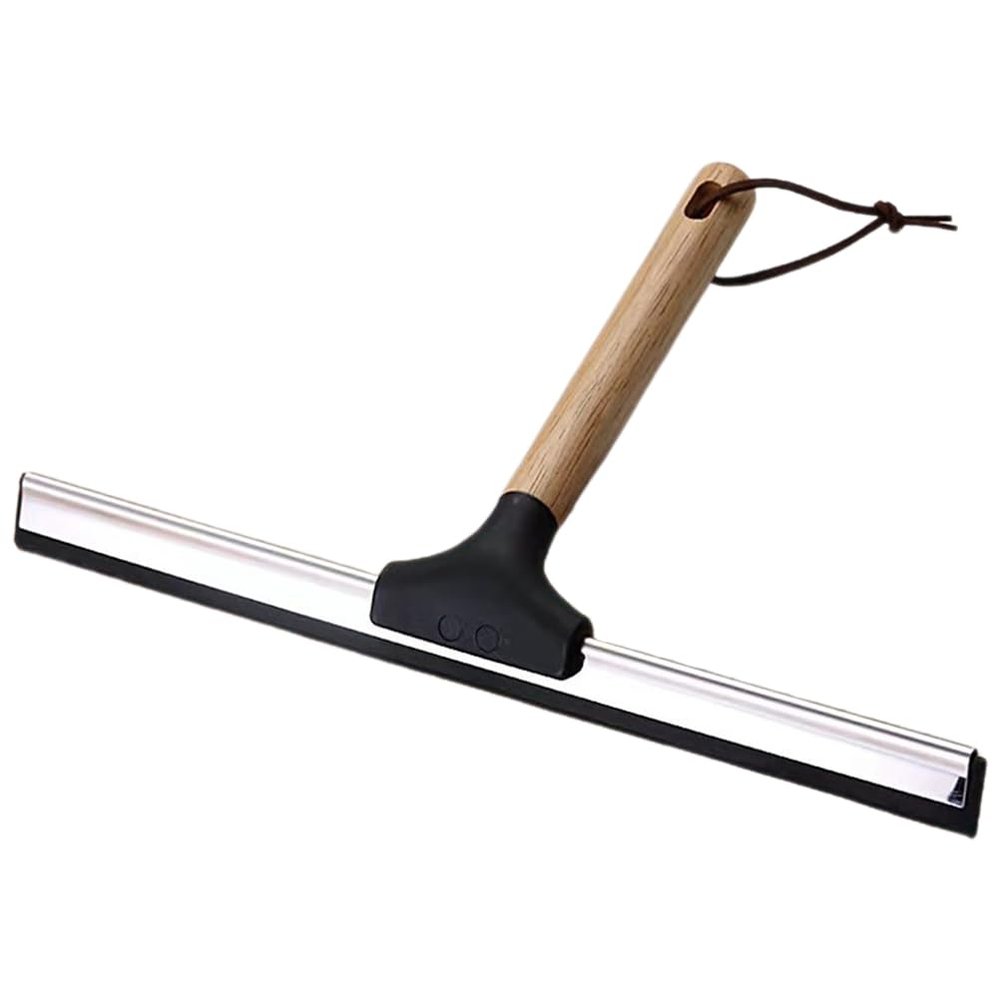 WOFASHPURET Wooden Handle Shower Squeegee with Silicone Blade 10 Inch Glass and Mirror Water Wiper for Bathroom and Window Cleaning