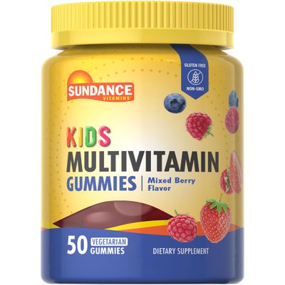 Sundance Kids Multivitamin Gummies | with Vitamins D3, C, B12, and Zinc | 50 Count | Mixed Berry Flavor | Vegetarian, Non-GMO & Gluten Free Supplement