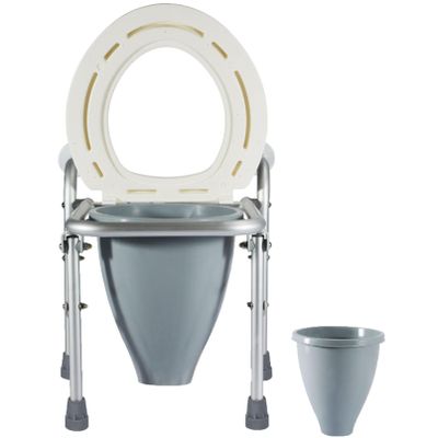 3-in-1 Folding Bedside Commode - Porta Potty for Adults - Portable Toilet for Camping, Supports Up to 380lbs, Bedside Commodes for Seniors and Commode Chair