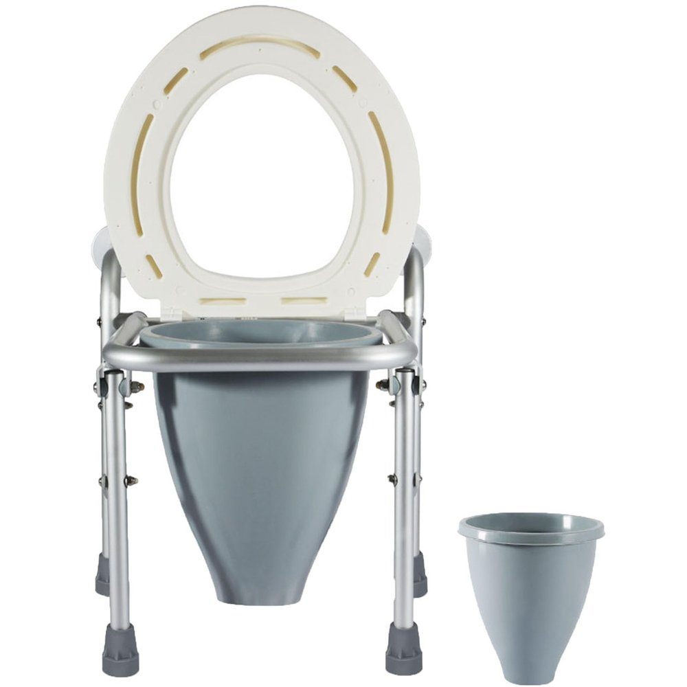 3-in-1 Folding Bedside Commode - Porta Potty for Adults - Portable Toilet for Camping, Supports Up to 380lbs, Bedside Commodes for Seniors and Commode Chair