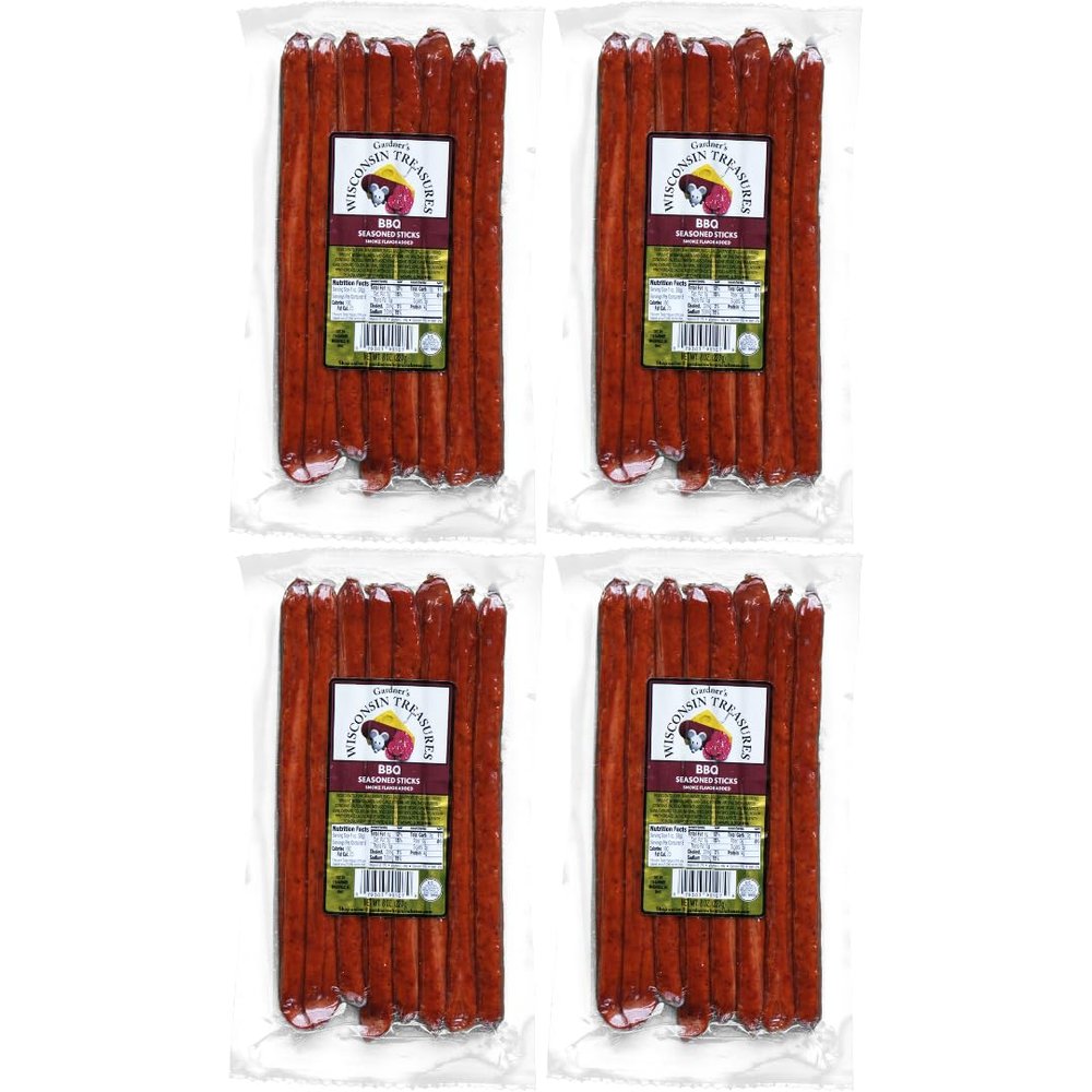 Gardner's Wisconsin Cheese, Meat Sticks (1 Ounce Sticks, 8 Sticks Per Pack - 32 Total Sticks) - BBQ Flavor, Low Carb Snack, Does Not Require Refrigeration