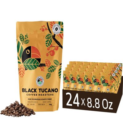 Black Tucano Specialty Coffees -24 PACK Brazilian Medium Roast Coffee - Honey Premium Whole Bean Box with 6 kilos - 24units of 250gr Best Deal send from the Factory to your Home Fresh Coffee