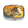 IYOVI Wolf On A Stained Glass Printed Pill Box/Pill Case Portable Square Pill Box, Pill Case for Purse Pill Box Travel, 2.2x1.6in view 1