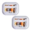 2Pcs Rolling Tray, Small Size-7"x5.5" Cute Cartoon Metal Tray Combo, Storage & Serving Trays, Decorative Tray, Organizer Pallet (2pcs-White) view 1