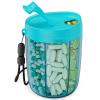 PULIV Large Pill Bottle Organizer, Supplement Organizer for Holding 6 Various Vitamins, Pill Box Case with Anti-Mixing & Wide Opening Design, Easy to Retrieve Meds and 20 Pcs Stick-on Labels, Blue view 1