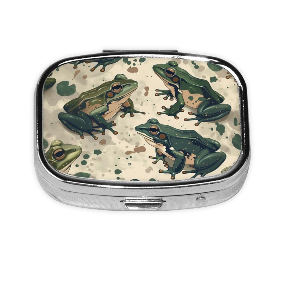 IYOVI Camouflage Frogs Printed Pill Box/Pill Case Portable Square Pill Box, Pill Case for Purse Pill Box Travel, 2.2x1.6in