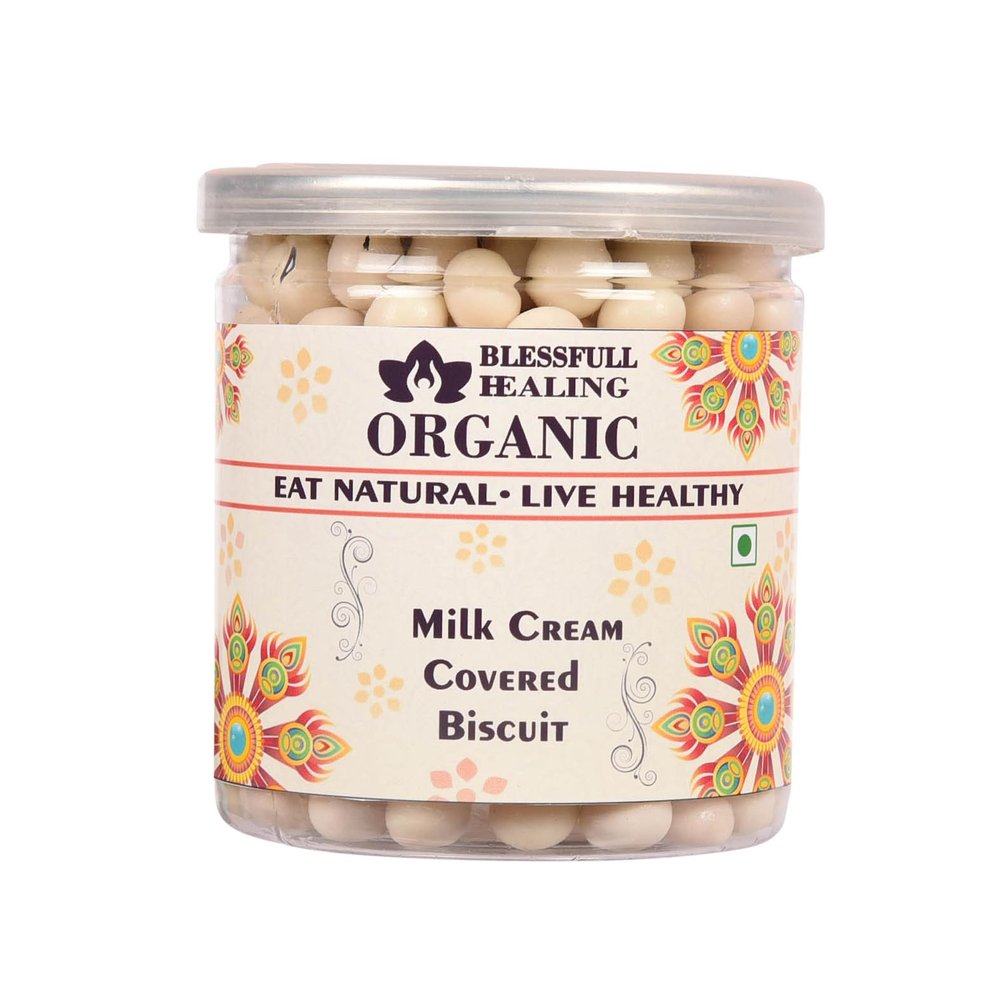 Blessfull Healing Organic Milk Cream Covered Biscuit 300 Gram Airtight Container
