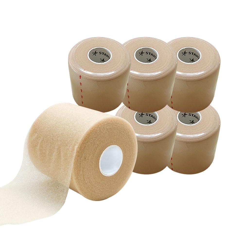 STARZON 30 Yards UnderWrap Pre-wrap Athletic Tape Foam Tape Sports Foam Underwrap Bandage Athletic Foam Tape for Wrists Elbows Knees Ankles Hair, 2.76 Inches Beige