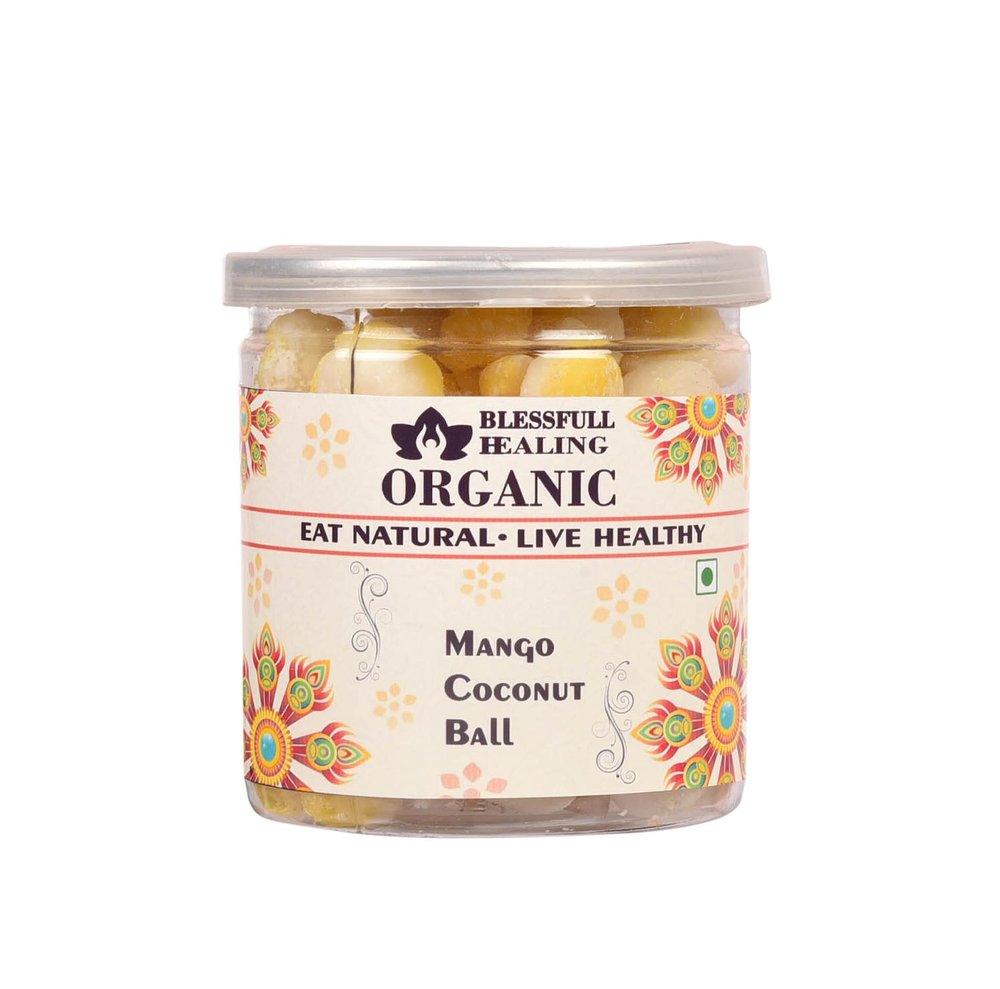 Blessfull Healing Organic Mango Coconut Ball 350 Gram Airtight Container