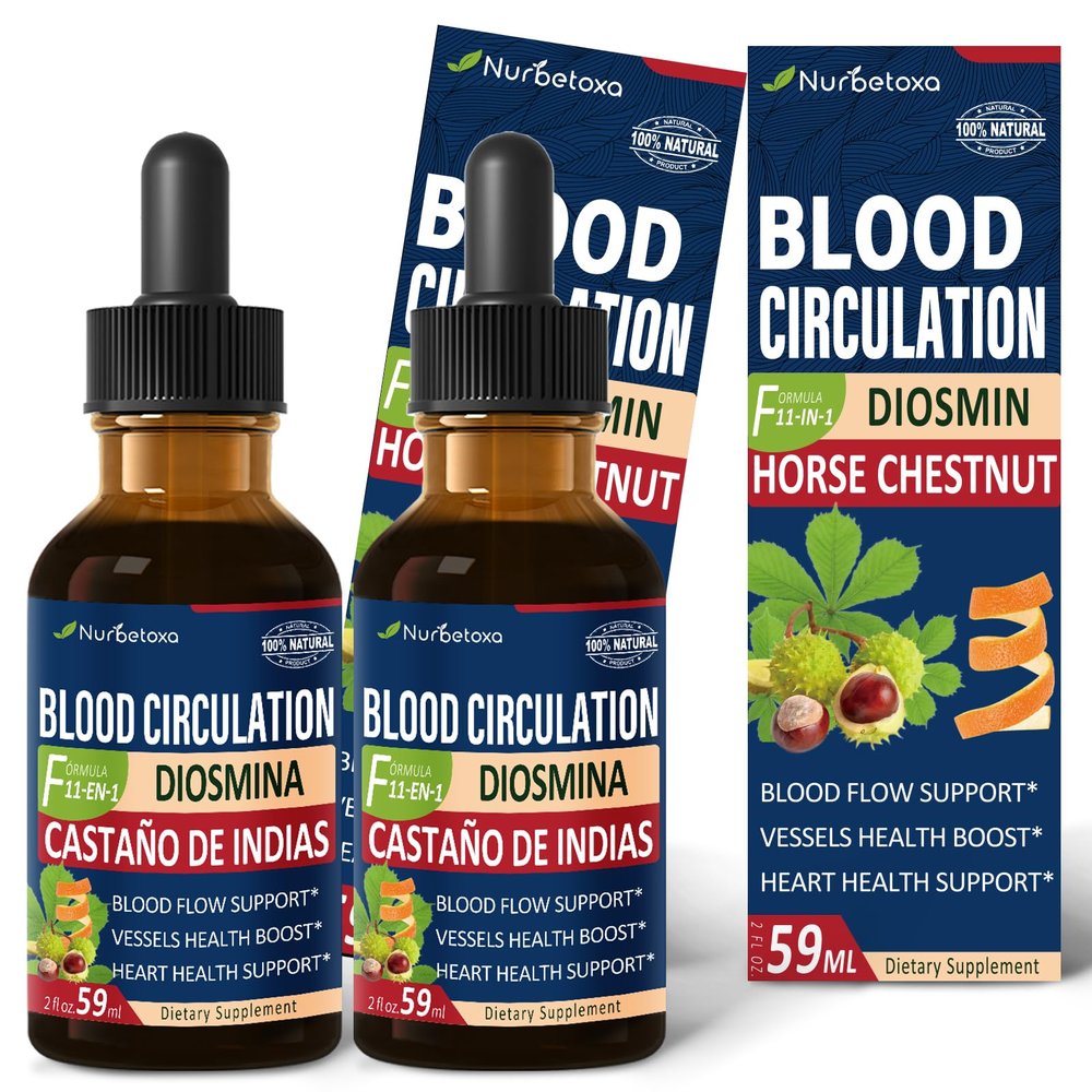 Nurbetoxa Blood Circulation Drops, Nitric Oxide Supplement for Blood Flow, Pressure & Heart Health W/Horse Chestnut Extract Liquid. Castao de Indias y Diosmina para la Circulacion y Varices. 4 oz