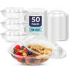 Fit Meal Prep 50 Pack 18 oz Disposable Plastic Clear Salad Bowls with Airtight Lids - To Go for Lunch, Takeout, Party, Catering, Picnic view 1