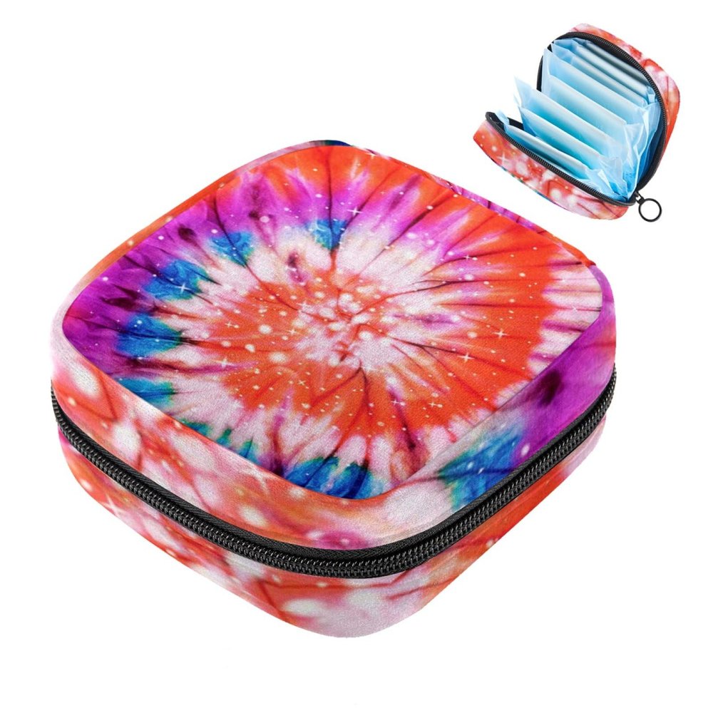 Anna Cowper 1 Pcs Sanitary Napkin Storage Bags Menstrual Cup Pouch Tampon Bags Portable Menstrual Pads Bags Tampon Storage Pouch for Women Girls Feminine Care, Red Tie Dye