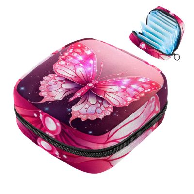 1 Pcs Sanitary Napkin Storage Bags Menstrual Cup Pouch Tampon Bags Portable Menstrual Pads Bags Tampon Storage Pouch for Women Girls Feminine Care, Butterfly