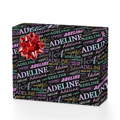 MyPupSocks Personalized Gift Wrap Rolls Customized Gifts Birthday Wrapping Paper Funny Black Christmas Wrapping Paper for Kids 1St Birthday Girls 4 Rolls