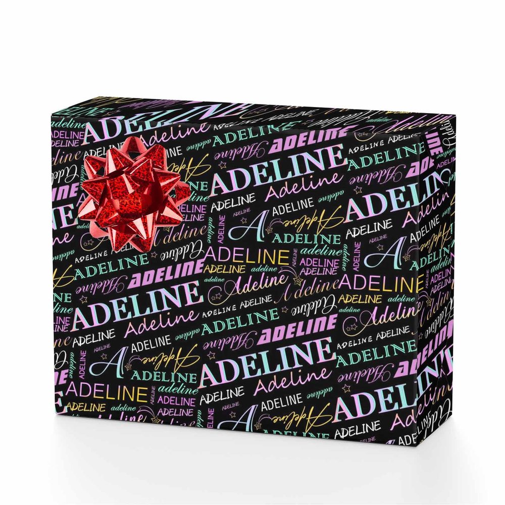MyPupSocks Personalized Gift Wrap Rolls Customized Gifts Birthday Wrapping Paper Funny Black Christmas Wrapping Paper for Kids 1St Birthday Girls 4 Rolls