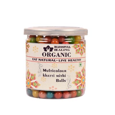 Blessfull Healing Organic Multicolor Khatti Mithi Balls 200 Gram Airtight Container