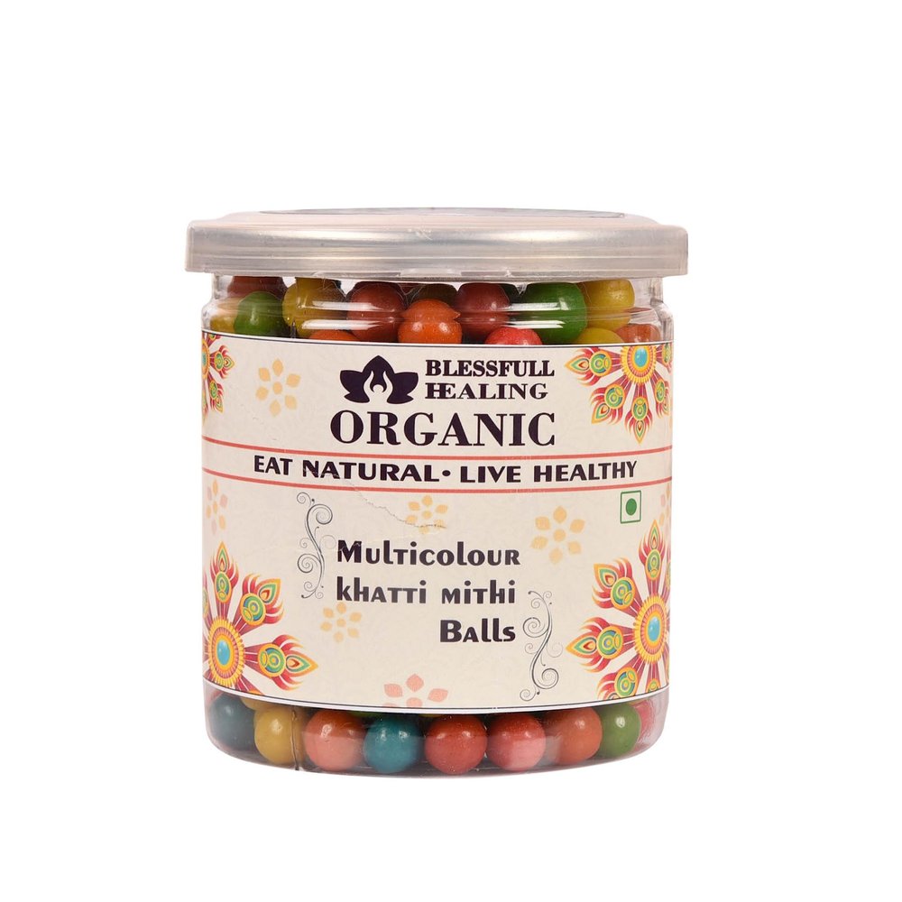 Blessfull Healing Organic Multicolor Khatti Mithi Balls 200 Gram Airtight Container