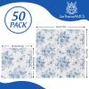 JarThenaAMCS 50Pcs Blue Floral Paper Napkins Butterfly Flower Luncheon Napkin Dessert Dinner Hand Napkin for Spring Summer Wedding Bridal Baby Shower Birthday Garden Tea Party Supplies view 2