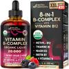 USDA Organic Vitamin B-Complex B5 Pantothenic Acid | B12 Methylcobalamin | B1 Thiamine | B6 Pyridoxine | B7 Biotin | B9 Folic | B3 Niacinamide - B Complex Liquid Drops, Made in USA Supplement, 4fl oz view 1