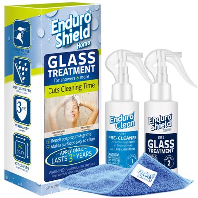 EnduroShield Glass Treatment Kit - Advanced Protection for Glass Surfaces - Repels Soap Scum, Grime & Dirt Without Harsh Chemicals - 4.2 fl oz