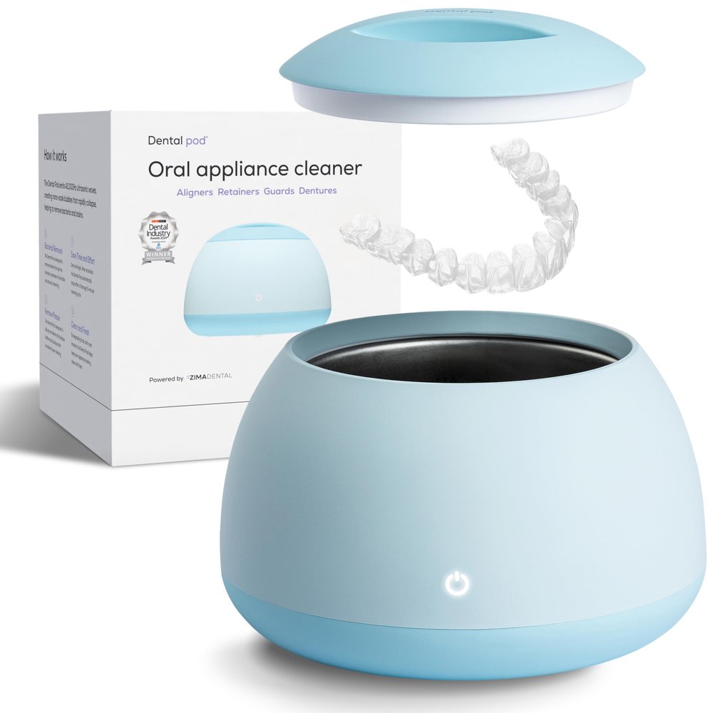Zima Dental Pod: Ultrasonic Retainer Cleaner. The Original Retainer Cleaner Machine, Aligner Cleaner, Nightguard Cleaner, Mouthguard Cleaner, Denture Cleaner. Ultrasonic Cleaner For Oral Dental Care