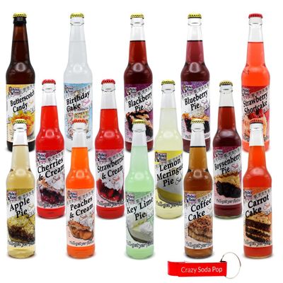 NineLife Basics Melba's Fixins Soda | 12 Pack of Unique Pie Flavored Soda Pop with Real Cane Sugar | 12 oz Glass Bottles in a Mixed 12 Pack Sampler with Crazy Soda Pop Bottle Opener