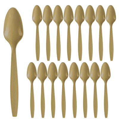 Party City Disposable Plastic Spoons, 16 Count (Gold) - Go Brightly Heavy Duty Classic Reuseable Plastic Spoons - Premium Party Supplies Cutlery