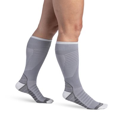 Unisex Motion Flow Tech Compression Socks 20-30mmHg - for Men & Women - Graduated Stockings for Varicose Veins, Edema, Athletes, Pregnancy, Travel, Nurses, Runners & DVT - Cool Grey - Medium Short