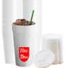 20 OZ Foam Cups With Lids for Hot & Cold Drinks, USA-Made 25-Pack. Ideal Styrofoam Coffee Cups, Insulating To-Go Cups for Soda, Tea, Juice - Sturdy, Disposable & comparable to Industry standard 20J20 view 1